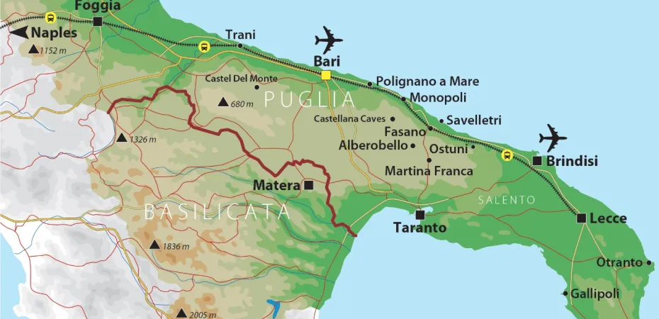 Comment se rendre à Monopoli et dans ses environs depuis l'aéroport de Bari